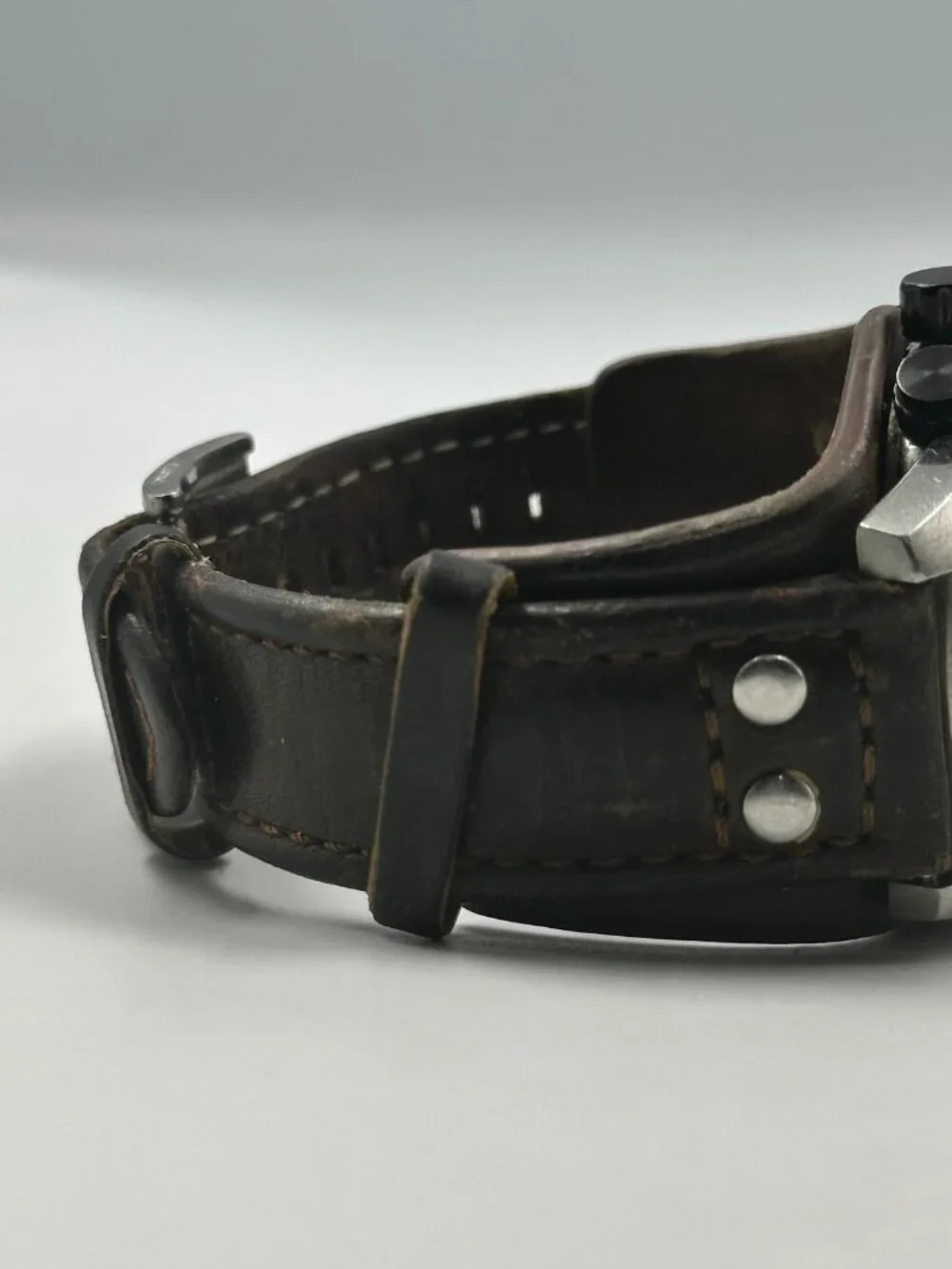 Fossil Coachman Chronograph Watch Men Cream Dial Leather Strap Band New Battery